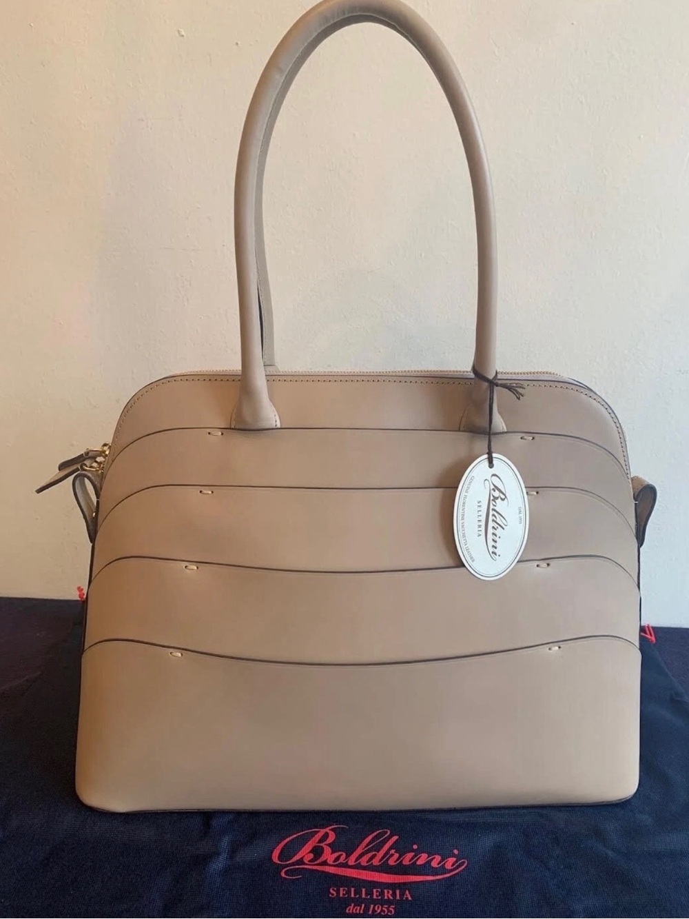 Boldrini Selleria Leather Bag Beige NWT